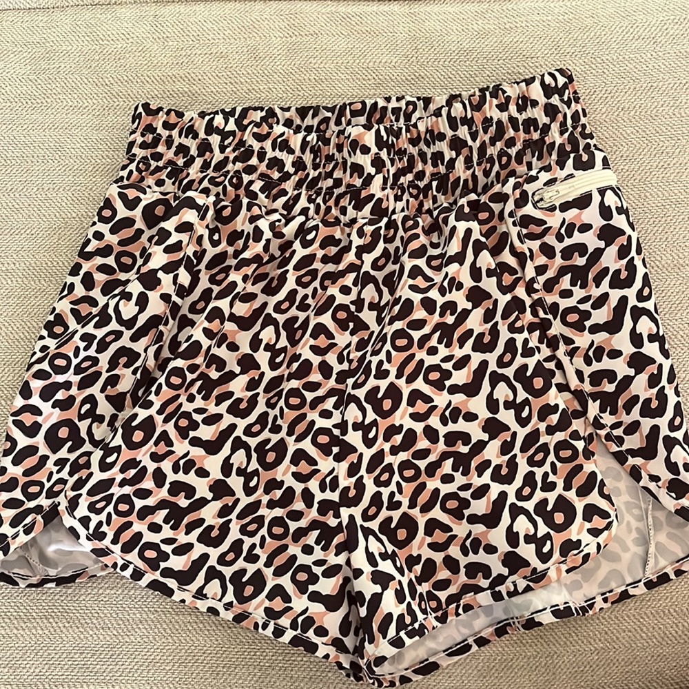 Leopard Print High-Waisted Athletic Shorts